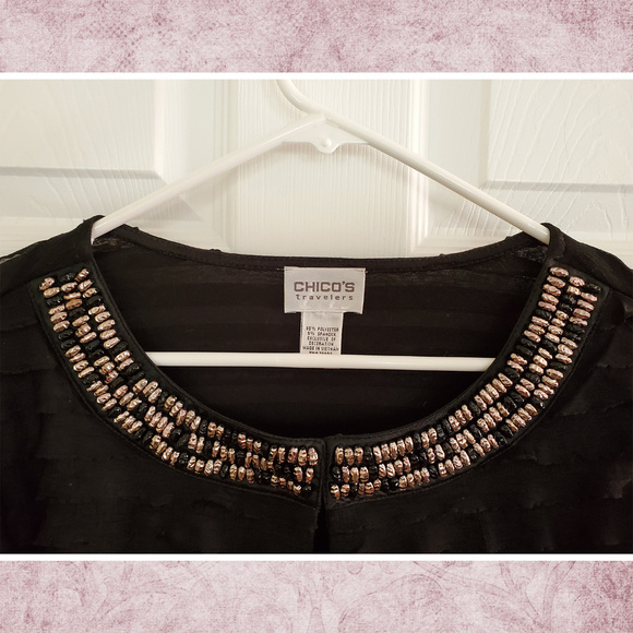 Chico's Traveler's Beaded Layered Mesh Bolero - Picture 2 of 5